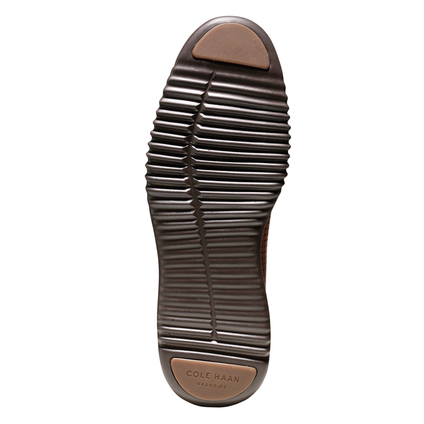 Brown shoe outsole with horizontal ridges and COLE HAAN text.