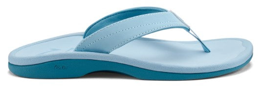 A light blue flip-flop with a dark teal sole.