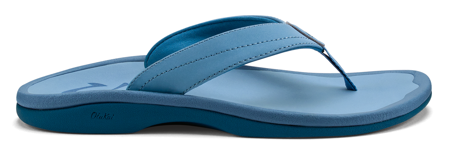 Blue flip-flop sandal with light blue strap.