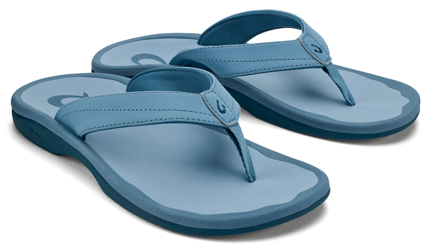Pair of light blue flip-flops.
