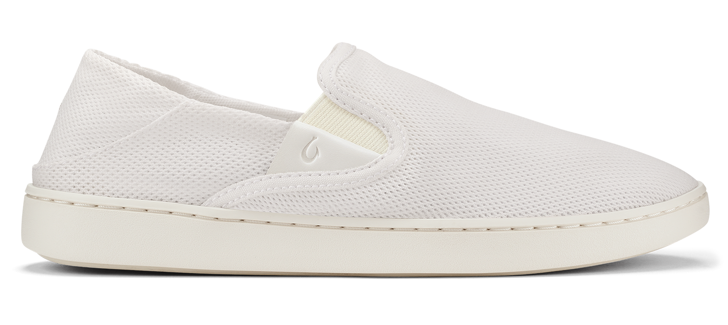 White slip-on shoe.