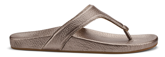 A flip-flop with a metallic finish.