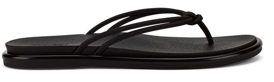 Black flip-flop sandal with multi-strap design.