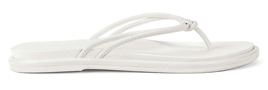 White sandal-style flip-flop with a square toe and multiple thin straps over the top of the foot.
