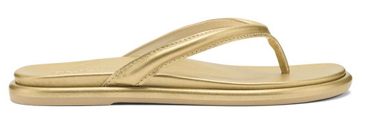Gold-colored flip-flop sandal.