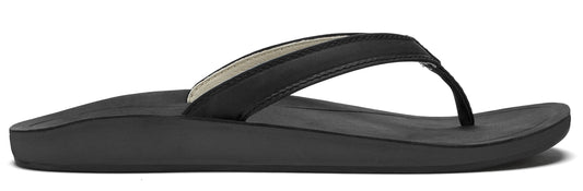 Black flip-flop with toe post.