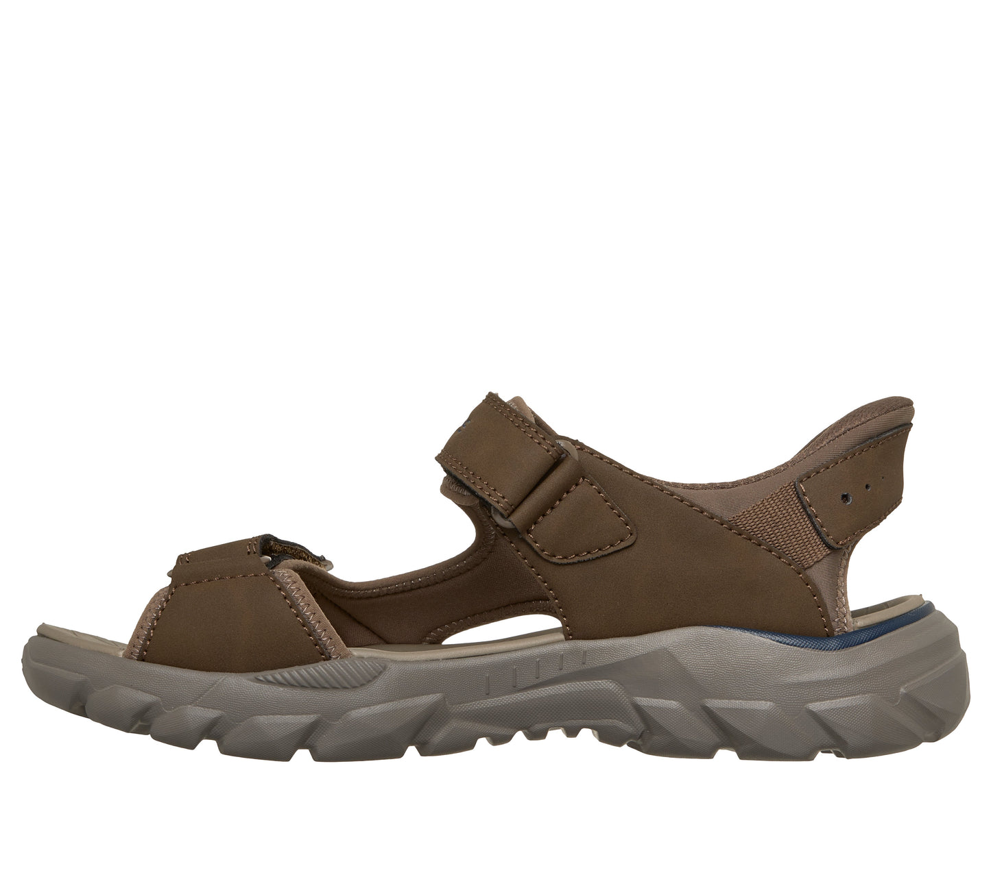 Brown sandal with adjustable straps.
