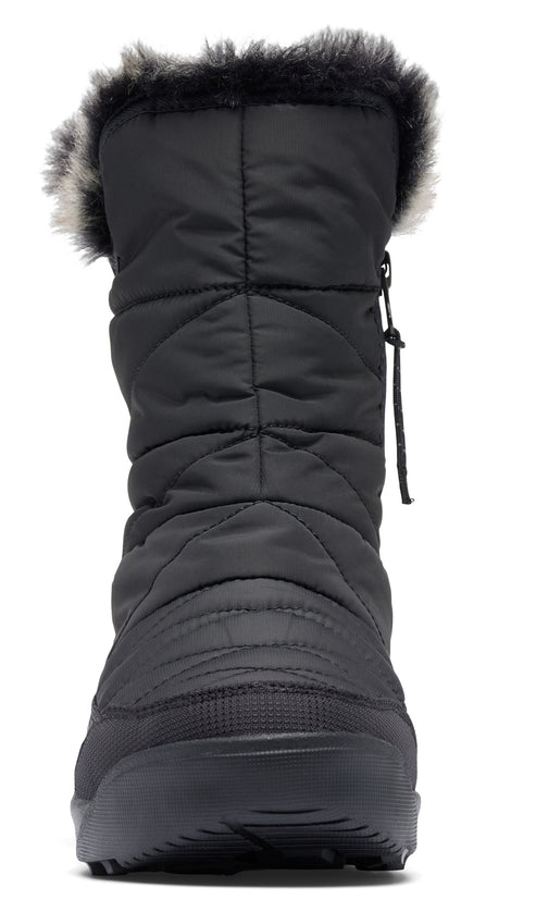 Black mid-calf quilted boot with faux fur trim