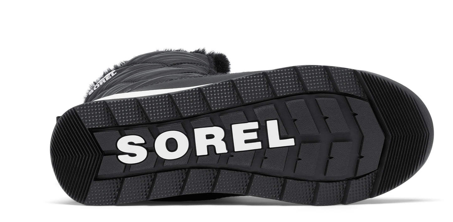 The black boot sole says 'SOREL'.