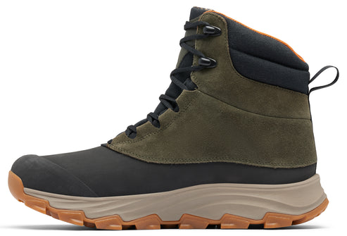 Olive green and black hiking boot with lug sole.