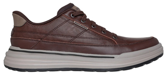 A brown casual shoe with a light gray sole.