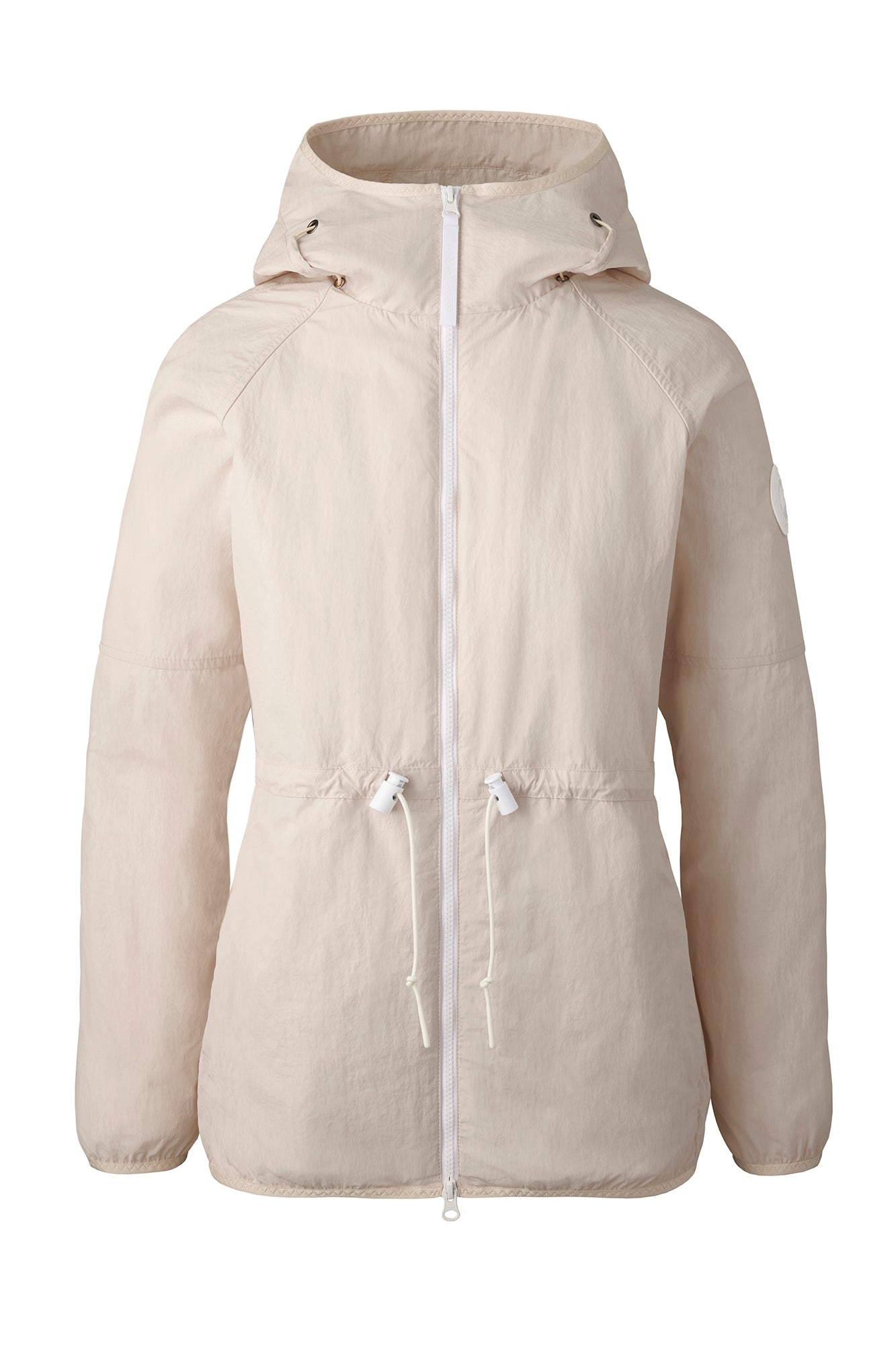 Beige hooded jacket with a zipper