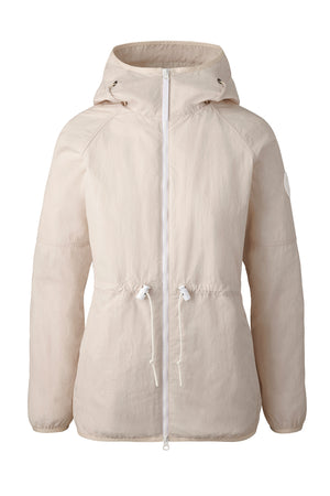 Beige hooded jacket with a zipper