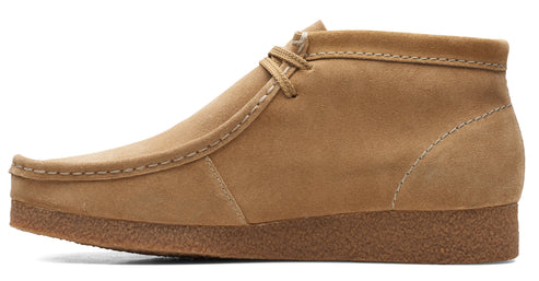 Suede ankle boot with moccasin toe and crepe sole