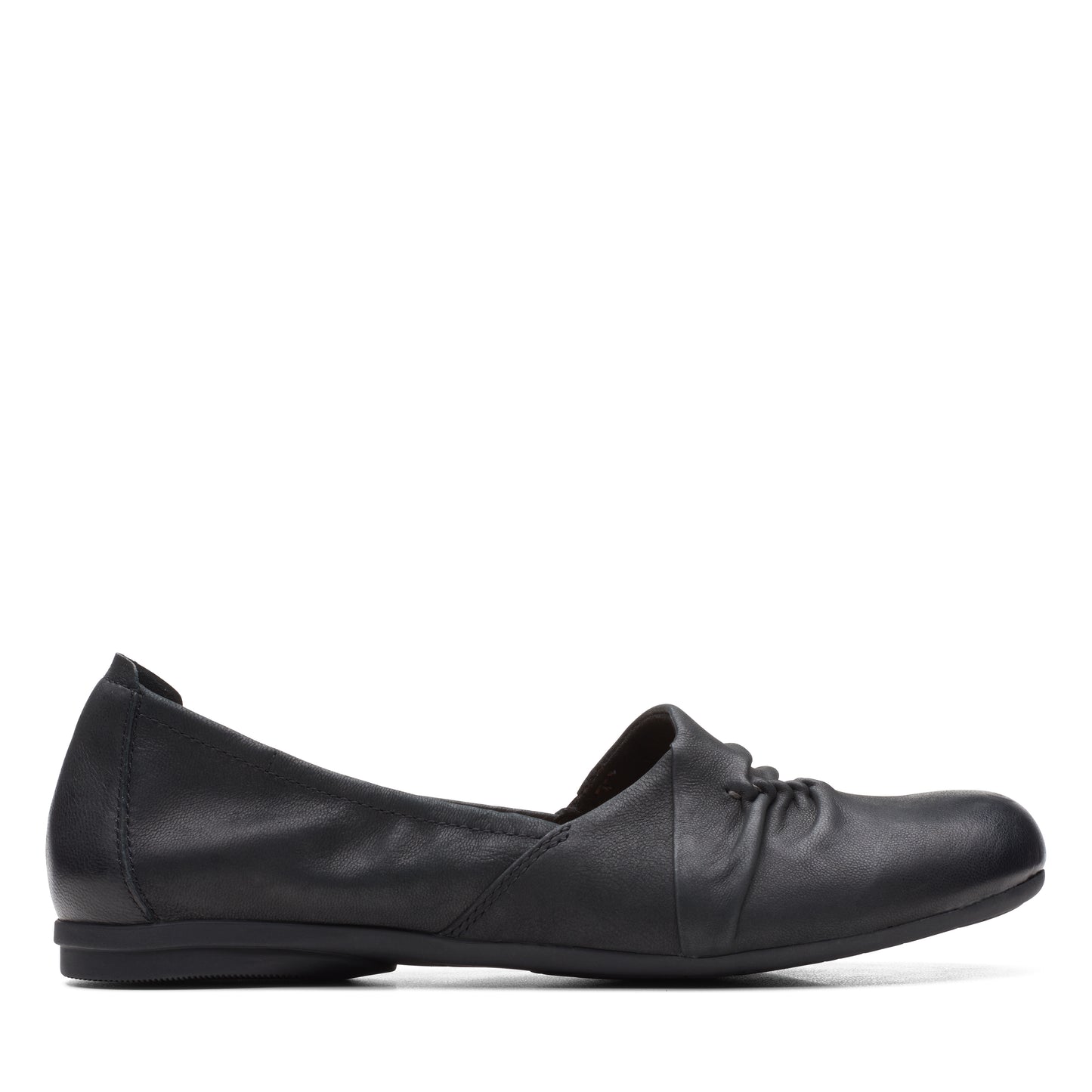 Black leather ballet flat.