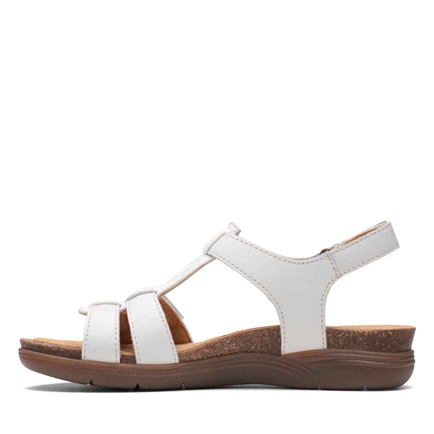 White leather sandal with straps.