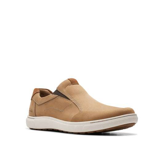 Tan slip-on casual shoe with a white sole.