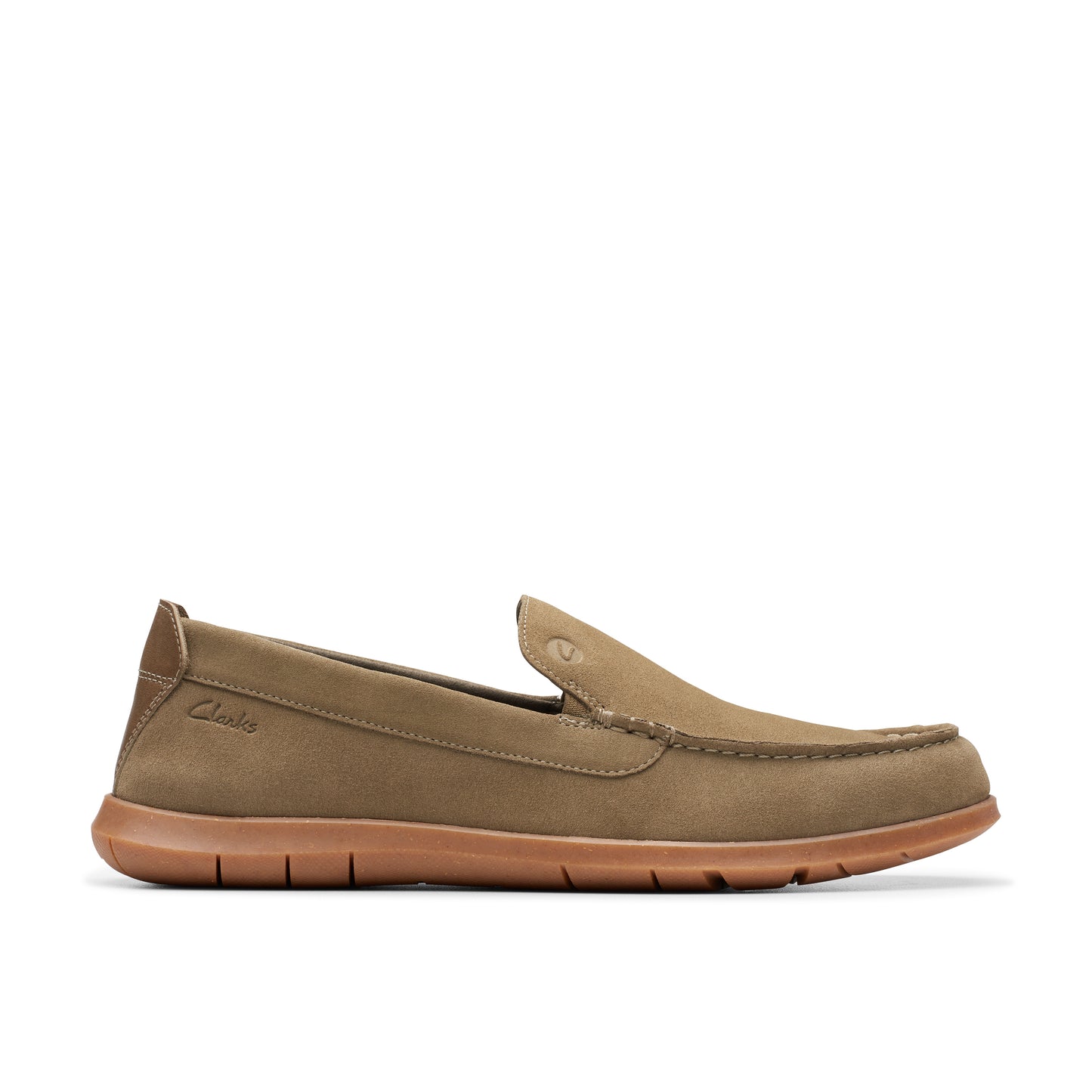 Men's brown loafer with brown sole.