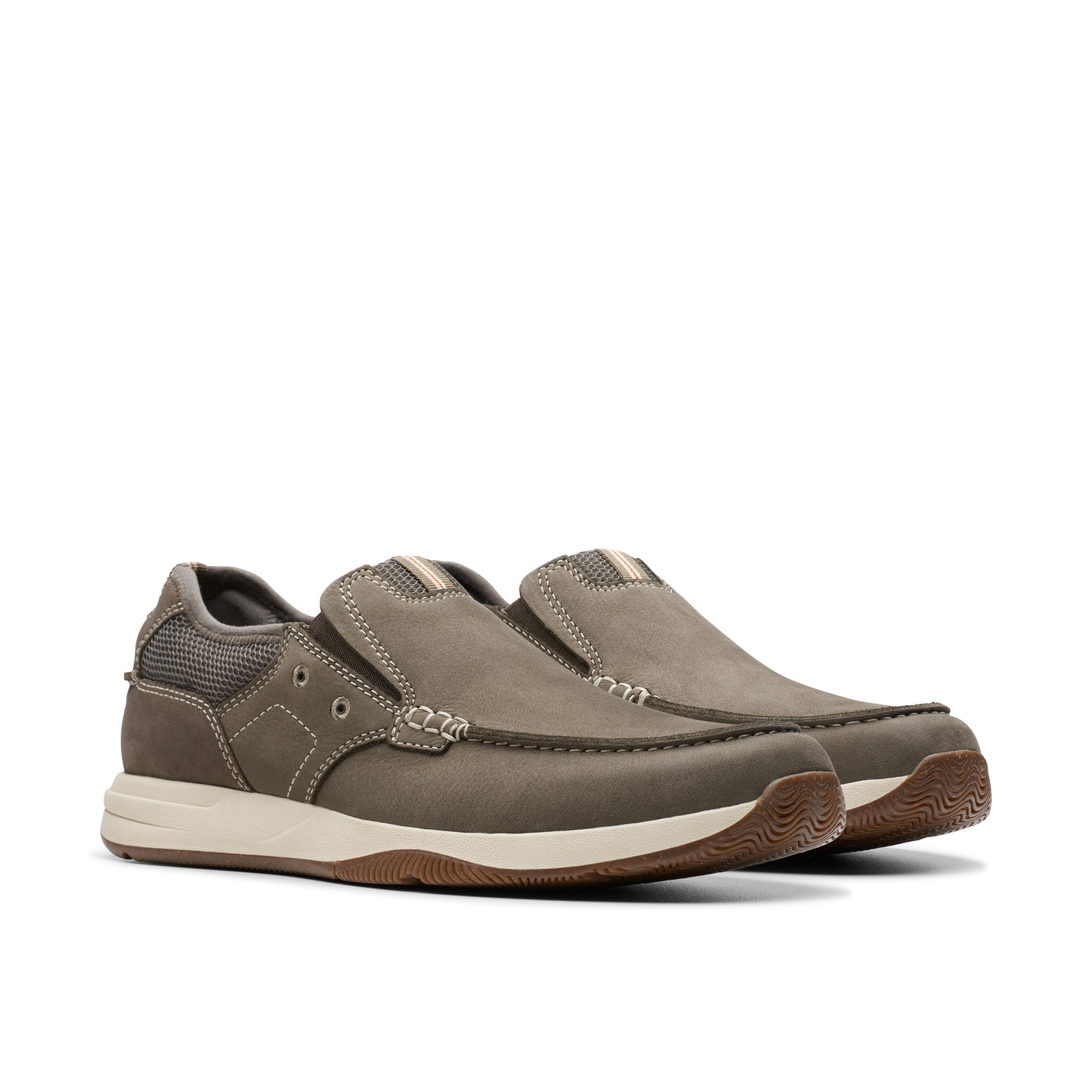 Pair of muted brown casual slip-on shoes.
