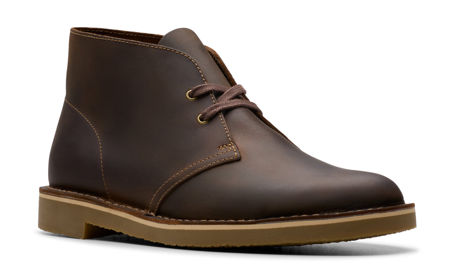 Leather ankle boot with laces and crepe sole