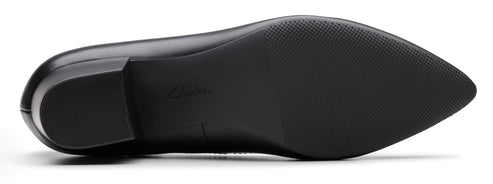 Black shoe sole with heel and pointed toe.