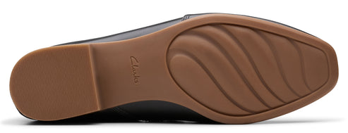 The sole of a shoe featuring a wavy traction pattern and the word "Clarks".