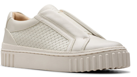 Off-white slip-on sneaker with textured side and thick sole.