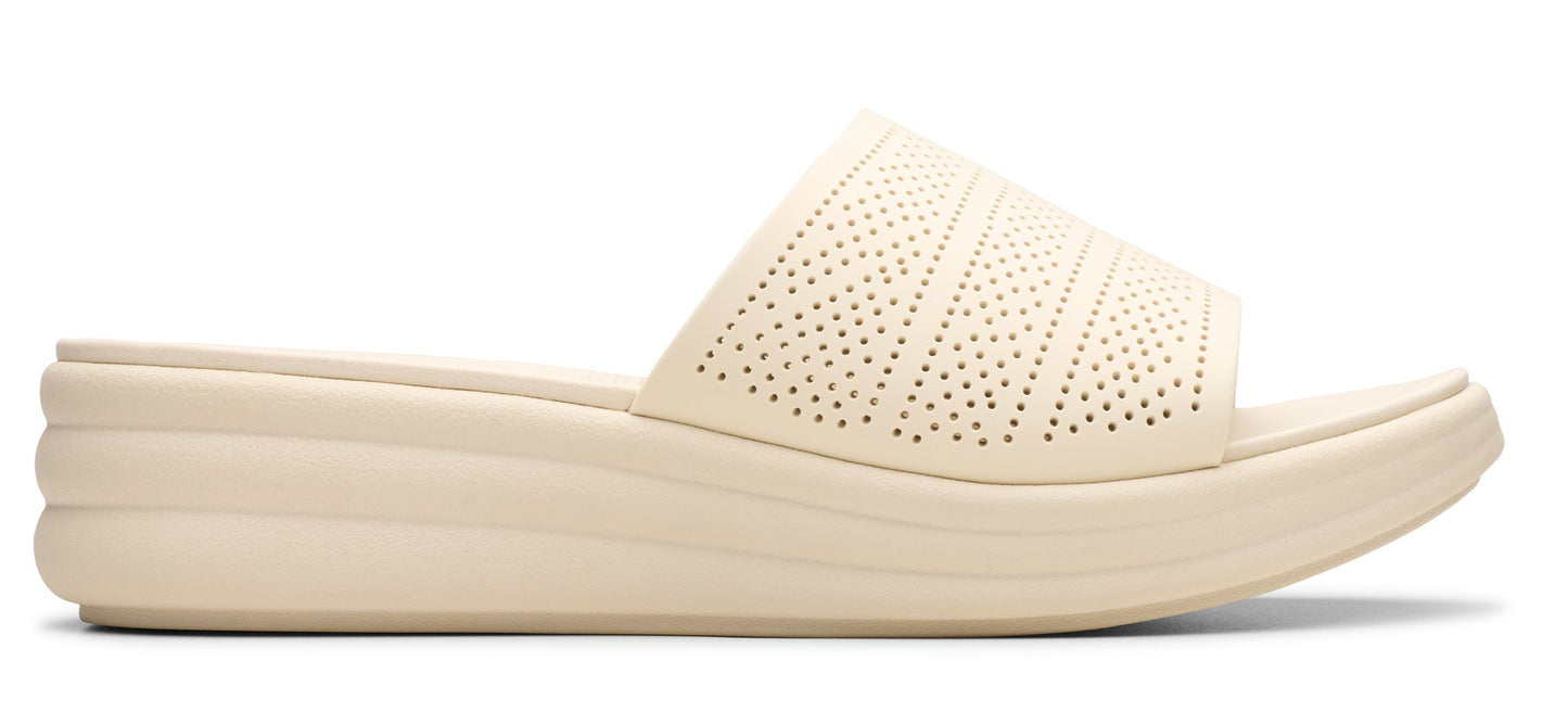 Off-white sandal with a thick sole and a single perforated strap.