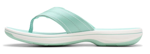 A light blue sandal with white sole.