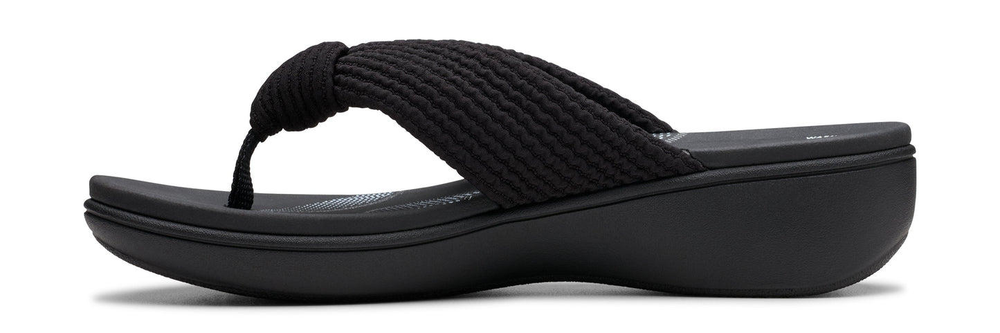 Black flip-flop sandal with a knotted strap.