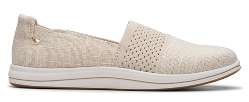 Beige casual slip-on shoe with a white sole.