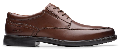 Brown leather dress shoe with lace-up closure and a dark sole.