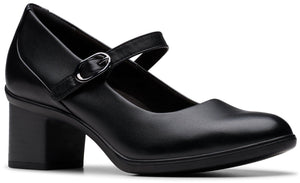 Black Mary Jane shoe with block heel and buckled strap