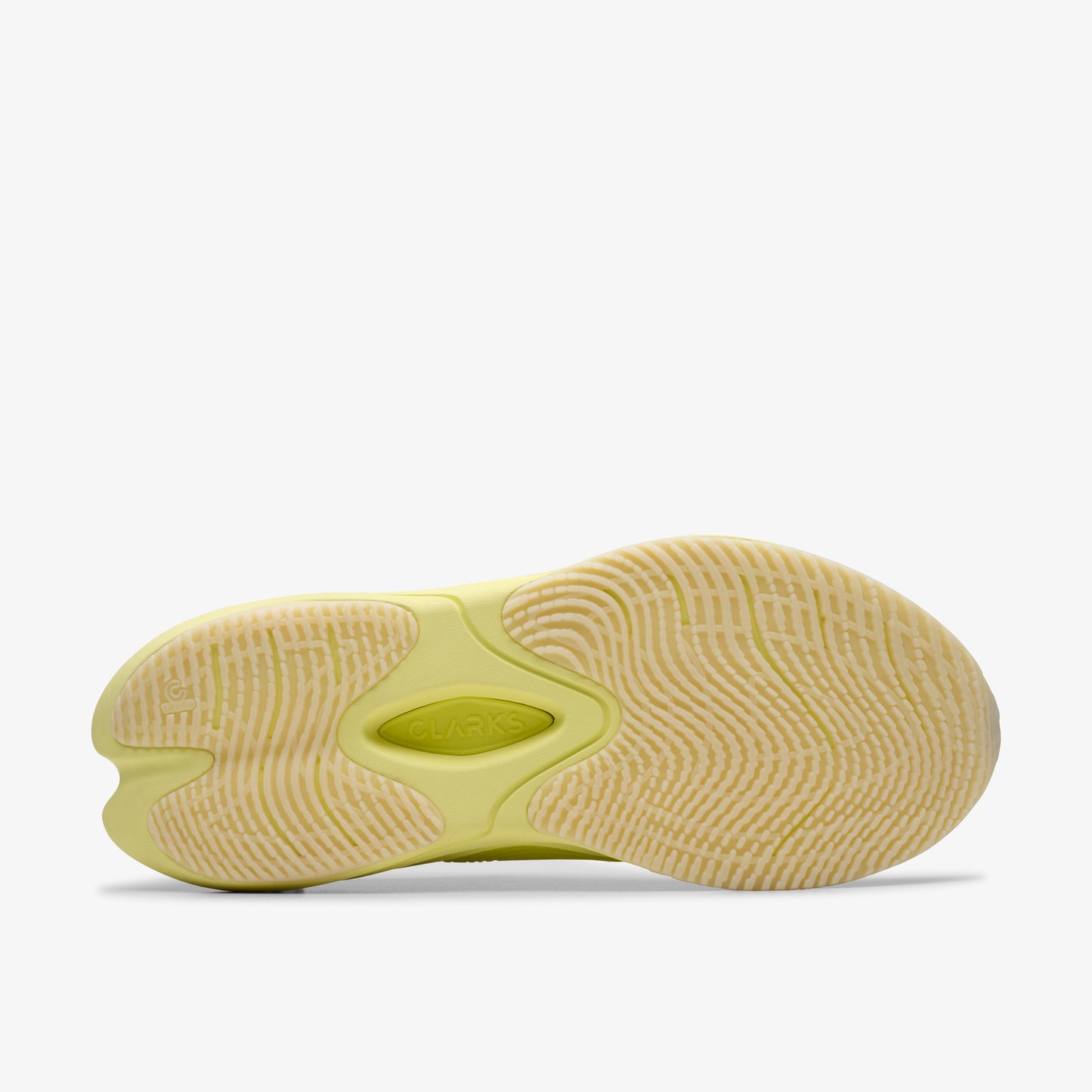 Bottom of a light yellow sneaker.