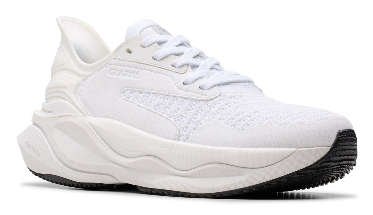 A white sneaker with a chunky sole.