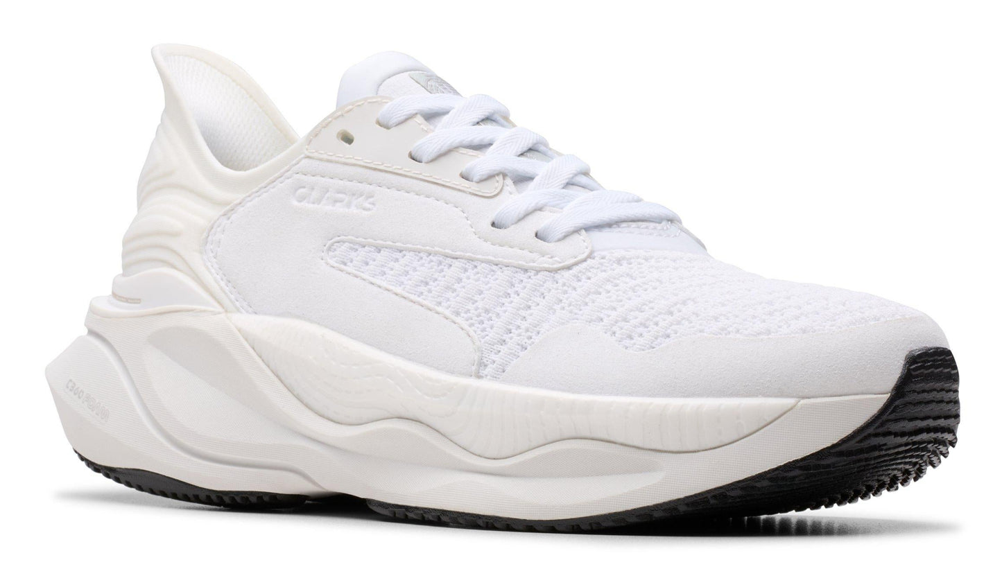 A white sneaker with a chunky sole.