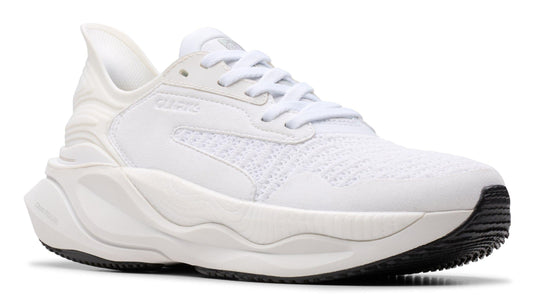 A white sneaker with a chunky sole.
