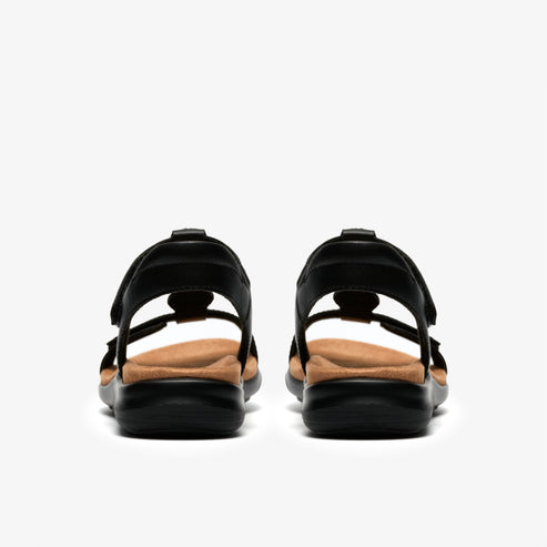 Pair of black sandals with velcro straps.