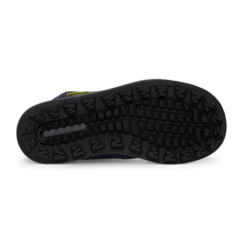Close-up of the black textured sole of a shoe.