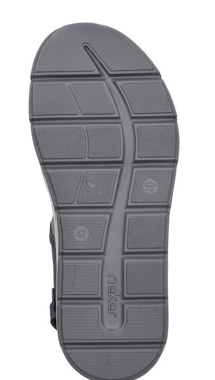 Shoe sole with tread pattern.