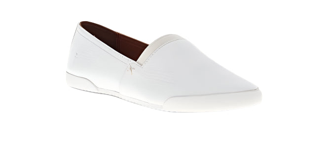 White slip-on shoe with a simple, rounded design.