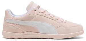 Pink sneaker with a white stripe.
