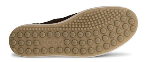 Shoe sole with circular patterns.