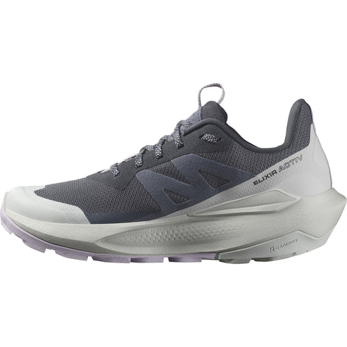 A gray athletic shoe with "ELIXIR ACTIV" printed on the side.