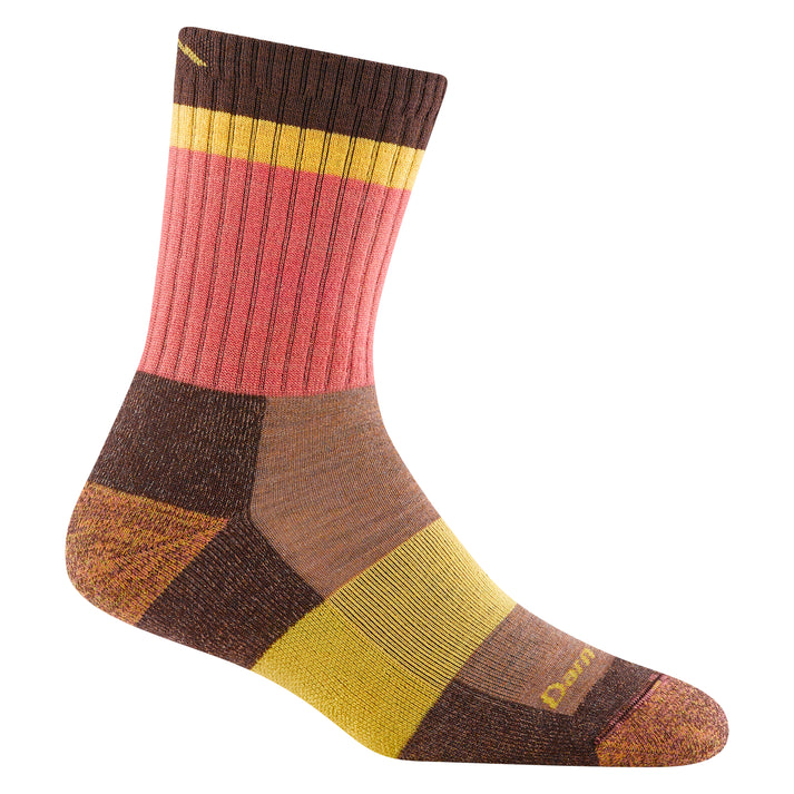 One brown, yellow, and pink striped sock.