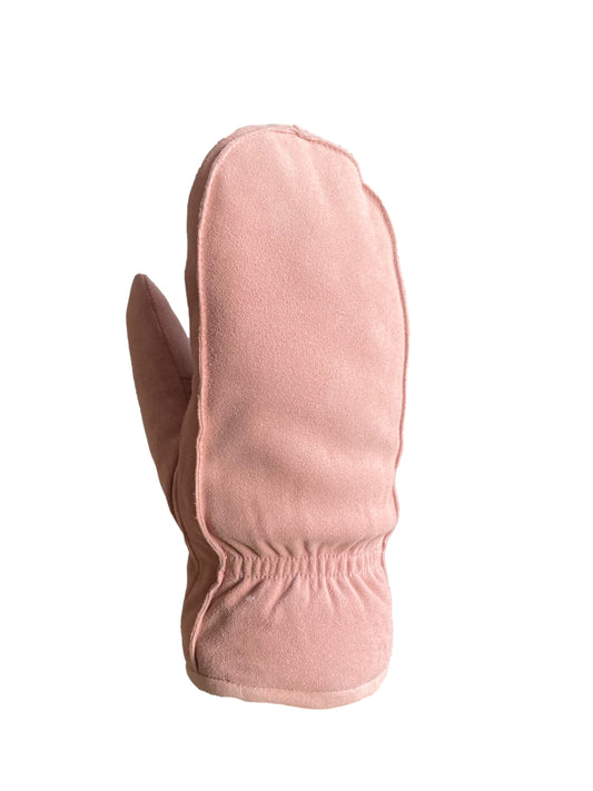 Pink suede mitten.