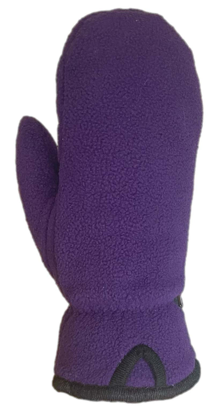 Purple fleece mitten.