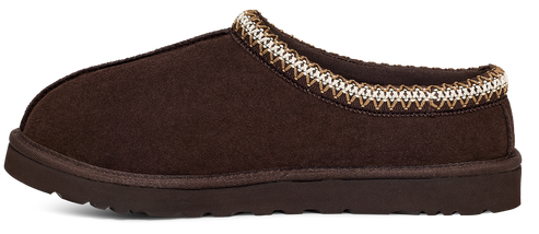 A brown, soft, indoor shoe.