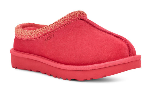 Red slipper with knit trim