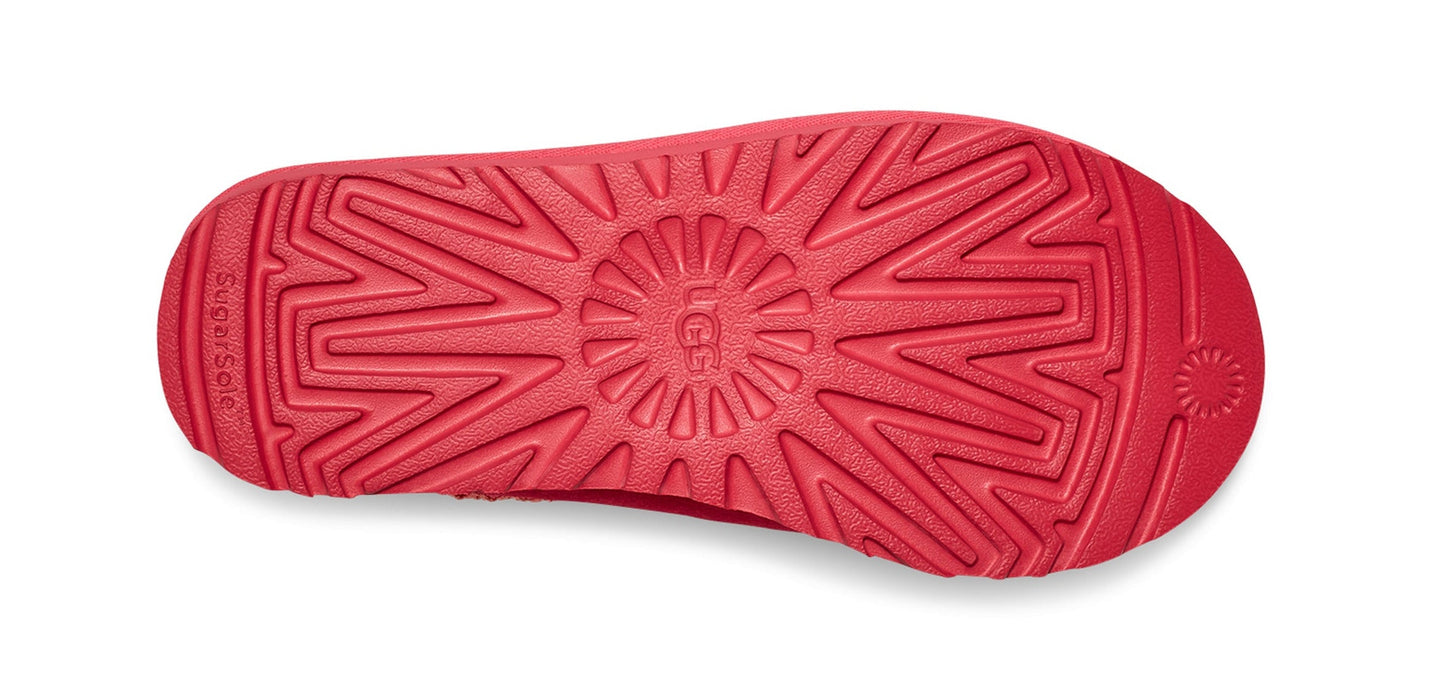 Red lug sole with UGG logo.